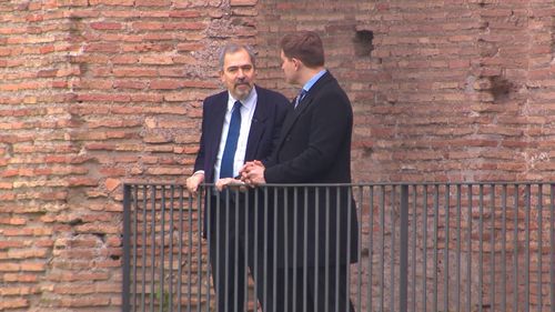 Claudio Parisi Presicce, Rome's Archaeology Superintendent, has been lobbying the council for money for the restoration of the walls. Picture: 9NEWS