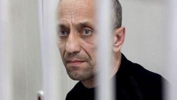 Former police officer Mikhail Popkov during a verdict announcement at the Irkutsk Regional Court Siberia, Russia.