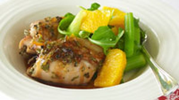 Roasted orange chicken with orange and rocket salad