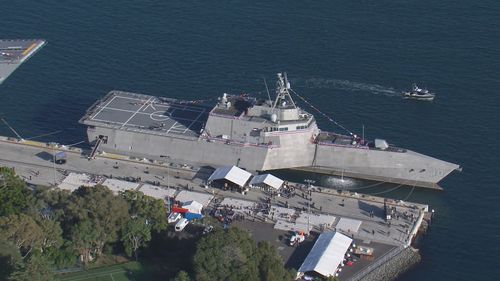 The USS Canberra will will be the first American naval ship commissioned outside of the country today.