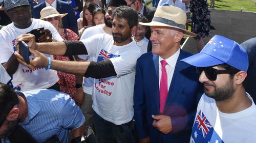 Mr Turnbull at Australia Day festivities in Canberra this morning. (AAP)