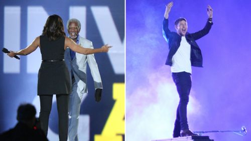 Michelle Obama, Morgan Freeman and James Blunt starred in the Invictus Games opening ceremony. (AFP)