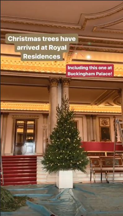 The official Royal Instagram showed the decorations in progress.