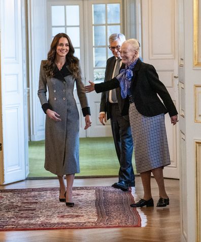 The Duchess of Cambridge had an Audience with Her Majesty Queen Margrethe II and Crown Princess Mary of Denmark, at the  Christian IX's  Palace, Copenhagen, Denmark  