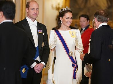 Prince William, Prince of Wales and Catherine, Princess of Wales attend the State Banquet at Buckingham Palace 