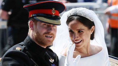 Meghan Markle and Prince Harry on their wedding day<span style="white-space:pre;">	</span>