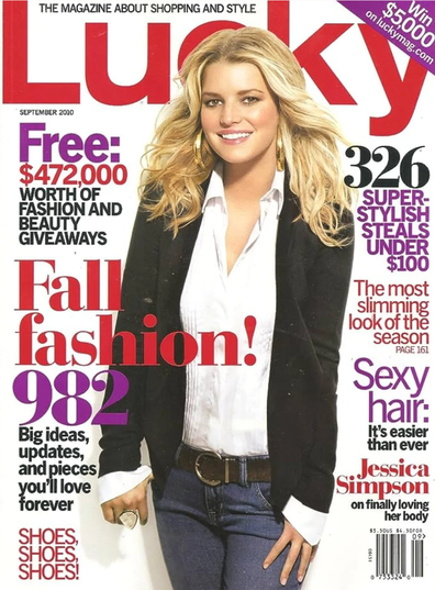 Cover of the September 2010 edition of Lucky magazine featuring Jessica Simpson. 