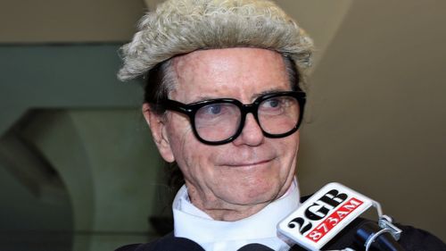 Barrister Charles Waterstreet speaks to reporters outside the Downing Centre Local Court in Sydney.