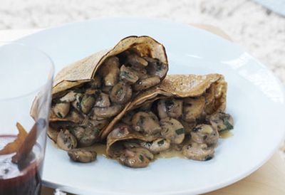 Buckwheat crepes with mushrooms