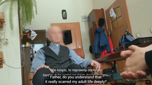 In the confronting Tell No One documentary, a woman returns to a parish in Topola to confront an elderly priest she claims assaulted her when she was seven-years-old.