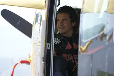 This image released by Peacock shows Orlando Bloom in an episode of the television series "Orlando Bloom: To the Edge." 