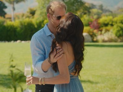 Prince Harry and Meghan Markle in a scene from With Love, Meghan