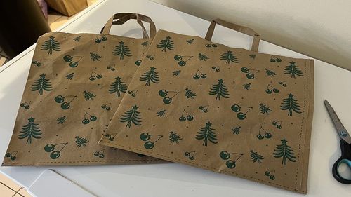 Coles reusable shopping bags Christmas wrapping hack