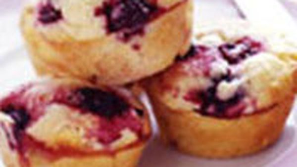 Mixed berry and white chocolate muffins