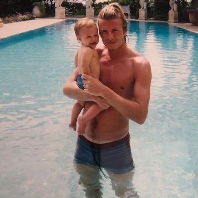 David Beckham holds son Romeo