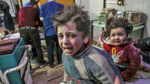 Young victims of the assault on eastern Ghouta, near Damascus. (AP).