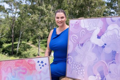 Indigenous artist Rachael Sarra has collaborated with Kmart on the Spirit Entwining homewares collection.