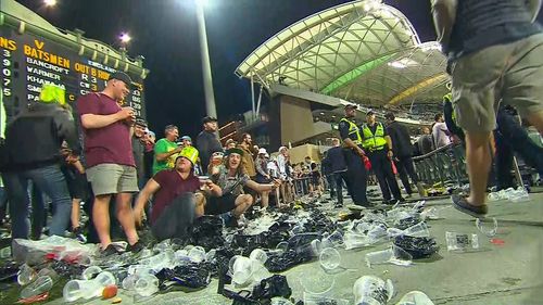 The fans left plenty of rubbish in their wake after the first day,