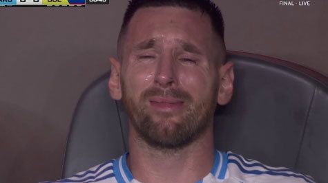 Lionel Messi captured on camera in tears after an ankle injury forced him from the field in the Copa America final.