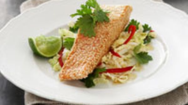 Sesame crusted salmon with Asian coleslaw