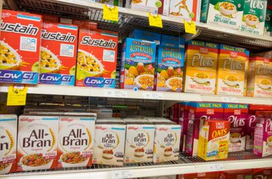 Cereal in supermarket aisle