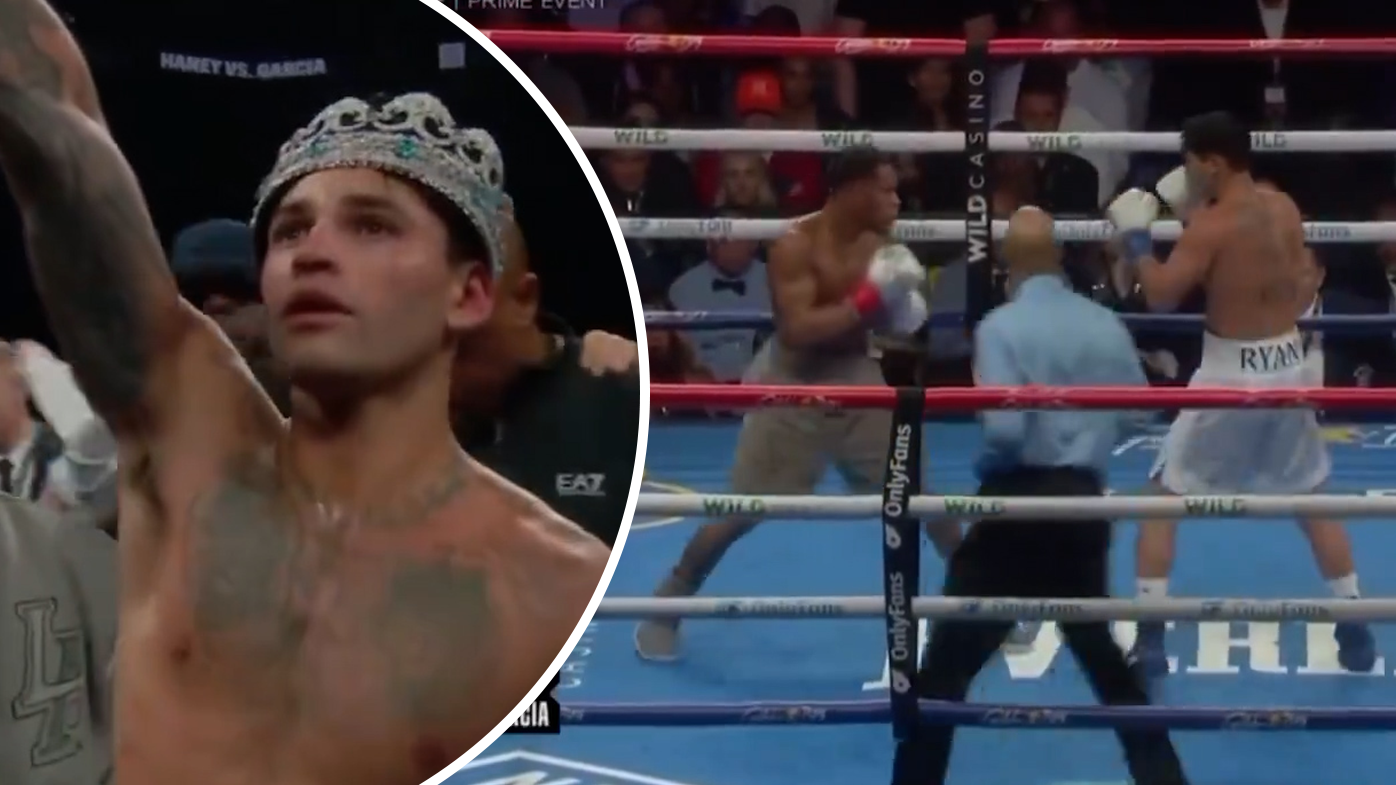 Ryan Garcia knocks Devin Haney down three times and hands his amateur rival his first pro loss