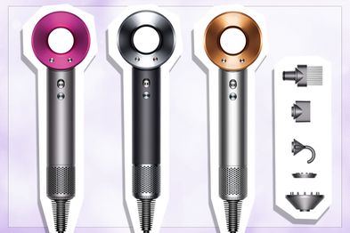 9PR: Dyson Supersonic Hair Dryer, Iron and Fuchsia, Black and Nickel, and Nickel and Copper 