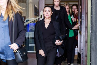 Vanessa Amorosi leaves the Supreme Court of Victoria in Melbourne, Thursday, October 12, 2023. Singer Vanessa Amorosi is suing her mother for ownership of two properties bought as a result of her success. (AAP Image/Aaron Francis) NO ARCHIVING