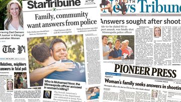 Newspapers covering the death of Justine Ruszczyk.