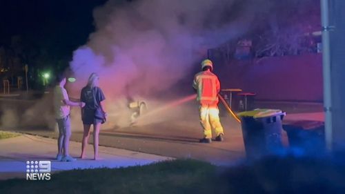 A first date has ended in flames after an alleged drunk driver crashed his date's car into a parked vehicle, causing it to burst into flames.