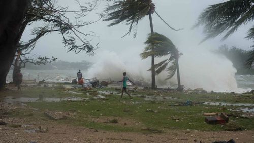 Cyclone Pam has battered the region with huge wave swells and high winds. (9NEWS)