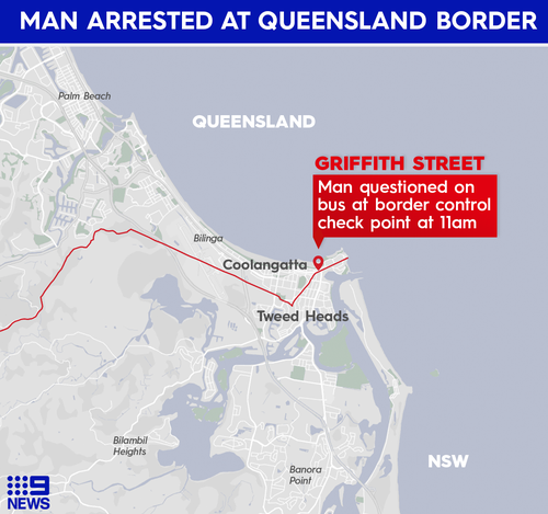 Man fined at Griffith Street Queensland-NSW border checkpoint.