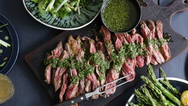 Jacqueline Alwill's skirt steak with chimichurri recipe for BeefandLamb.com.au