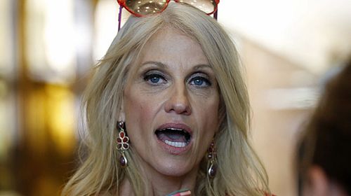 Kellyanne Conway, new campaign manager for Republican presidential candidate Donald Trump, speaks to reporters in the lobby of Trump Tower in New York. (AAP)