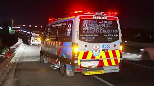 Victorian paramedics wrote slogans on windows of ambulances to remind the public of the long-running pay dispute. (9NEWS)