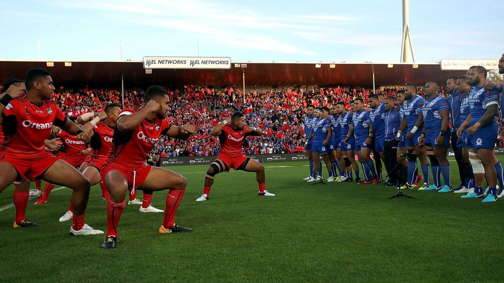 Tonga and Samoa light up Rugby League World Cup with simultaneous war dances
