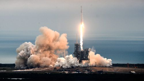 The SpaceX Falcon rocket launches from the Kennedy Space Center in Florida. (AAP)
