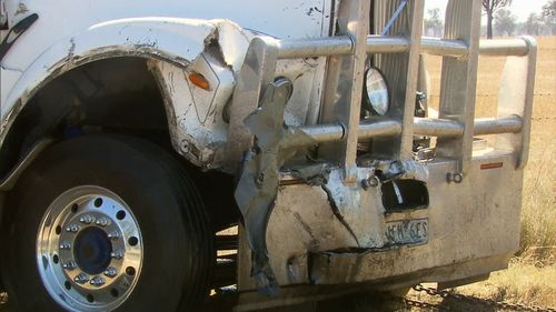 It is believed the truck crossed to the wrong side of the Murray Valley Highway at Brimin, near Rutherglen, moments before the crash.