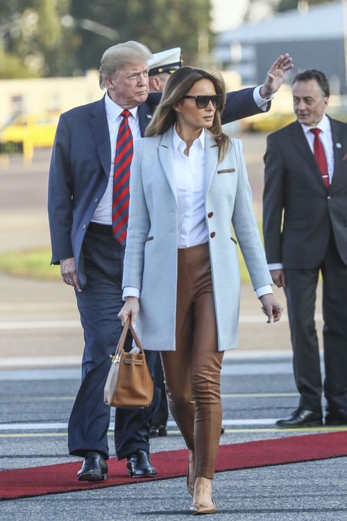 Mr Trump and wife Melania have touched down at the tail-end of their European visit. Picture: AAP