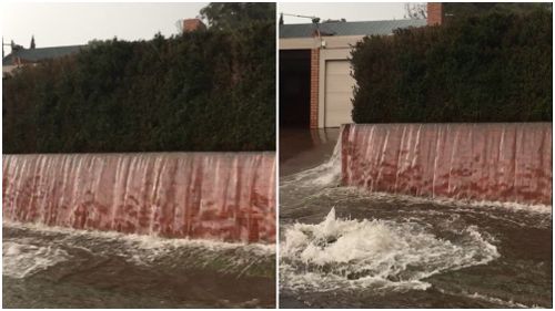 Water was filmed gushing from the Westmeadows home. (Supplied/Brian Taylor)