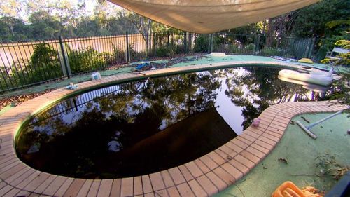 The pool water had turned black. Picture: A Current Affair