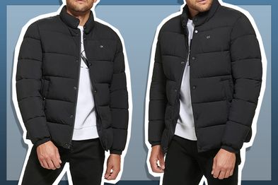 9PR: Calvin Klein Men's Snap Front Puffer Jacket, Ebony