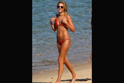 Here's our former Miss Universe Australia and current girlfriend of Rabbitohs footy star Tom Burgess.<br/><br/>Image: Splash<br/>