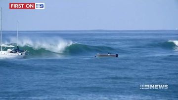 9RAW: Fisherman lucky to be alive after escaping giant swell