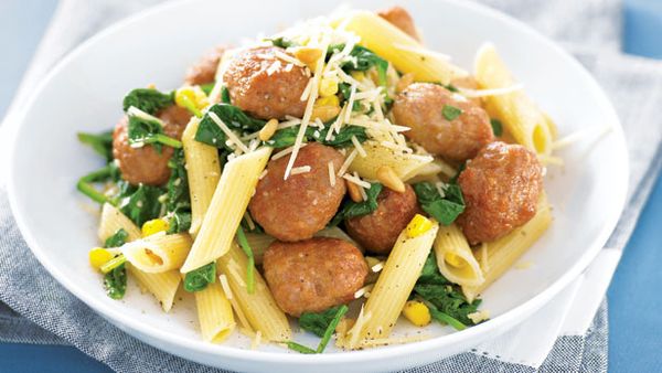 Sausage balls and pasta