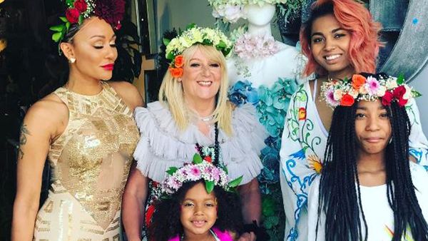 Floral tribute: Mel B reunited with her mother Andrea, alongside Mel's daughters. Image: Instagram: @officialmelb
