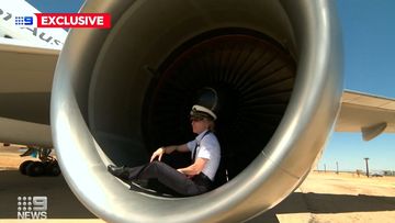 Qantas&#x27; last 747 has arrived in the California desert.