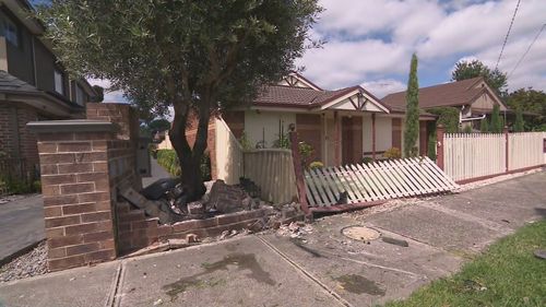 An hour-long police chase through Melbourne's north ended when two men in an allegedly stolen car crashed into this Glenroy home.