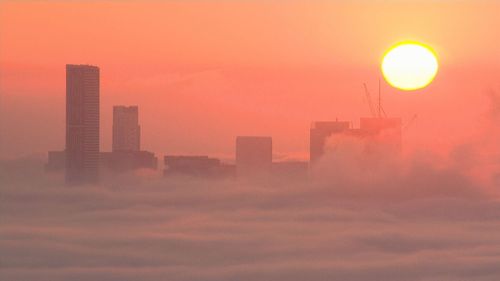 Only the tips of CBD towers were visible from Mount Coot-Tha.