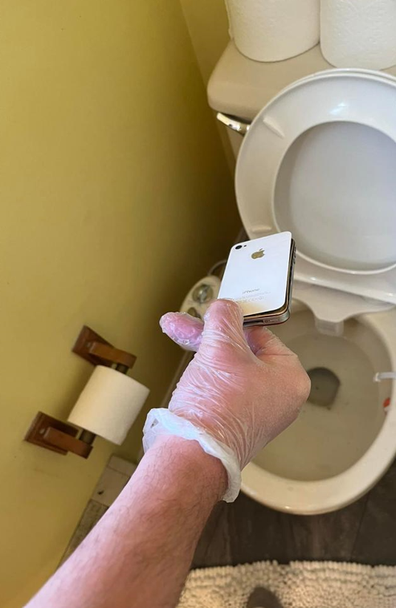 US woman Becki Beckmann's husband found her iPhone at the bottom of their toilet - which she'd thought she lost 10 years ago.